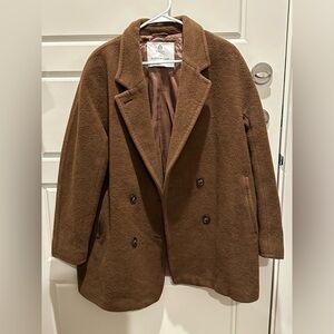 Aritzia Babaton The Slouch Short Coat Medium Brown Size3